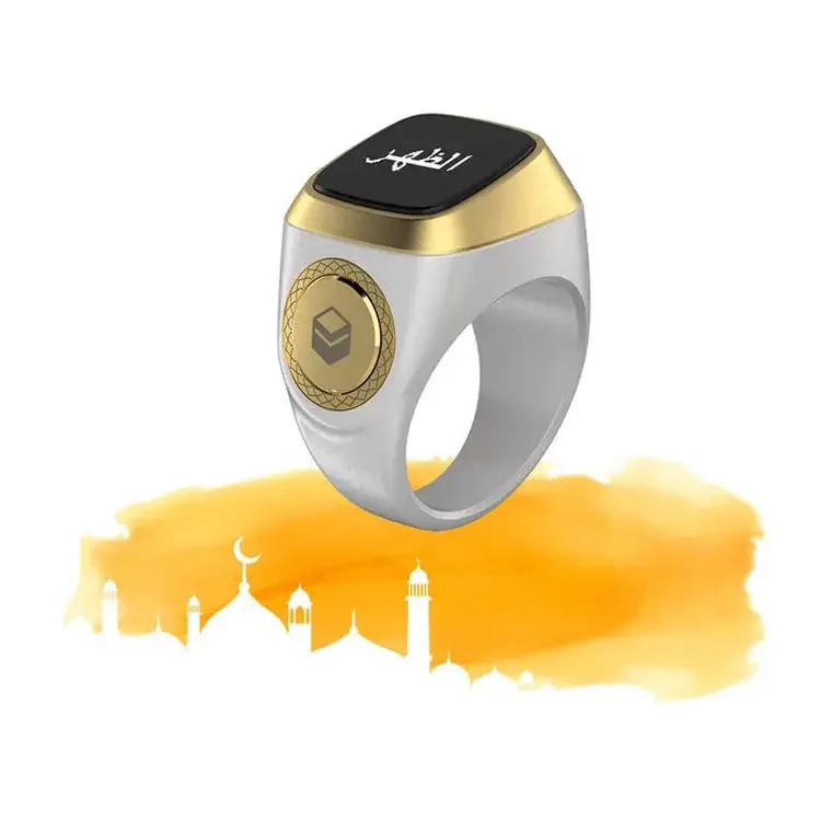 Smart Ring Tasbeeh Counter with Qibla Direction, Online Prayer Reminder, and Fajr Azan Clock