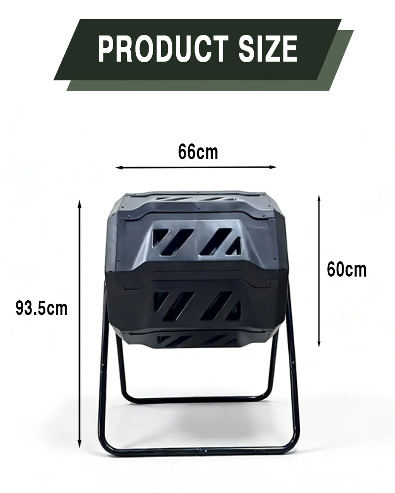 160L Square Plastic Garden Tumbling Compost Bin with Rolling Cover Large Capacity Eco-Friendly Indoor/Outdoor Use