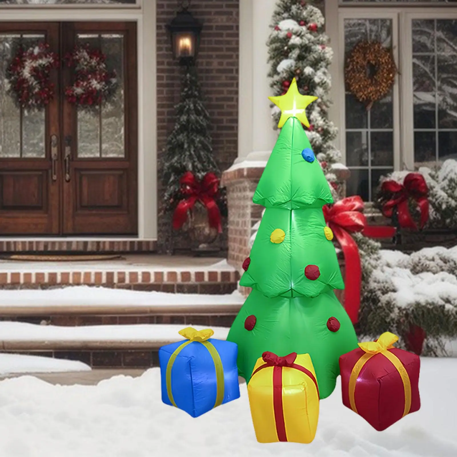 7 ft Christmas Tree Inflatable Decor Ornament, Gift, Cute Novelty with Light Giant Xmas Inflatable Tree for Courtyard, Lawn