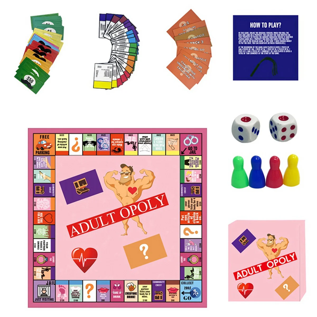 ABYB Pink Board Game Couples Game Couples Cardboard Game Props to Enhance the Relationship Card Game