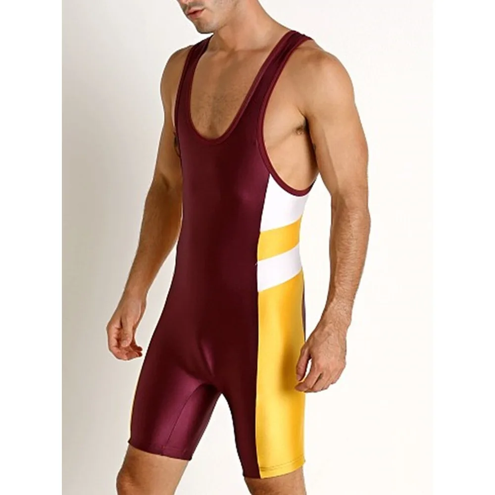 Summer Open Crotch Men One-Piece Underwear Sexy Sports Freestyle Wrestling Suit Man Boxer Swimsuit Sleeveless Vest Training Wear