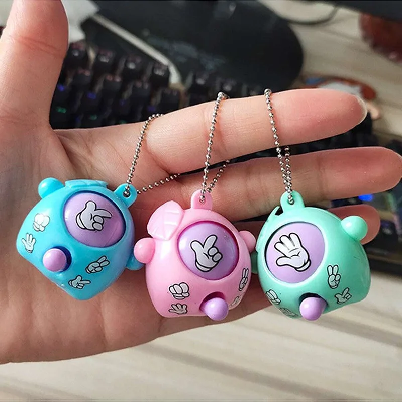 10PCS Mini Rock-paper-scissors Game Keychain Cute Fun Fidget Toy Key Chain Ring Purse Bag Backpack Charm Relax Party Favors Toy