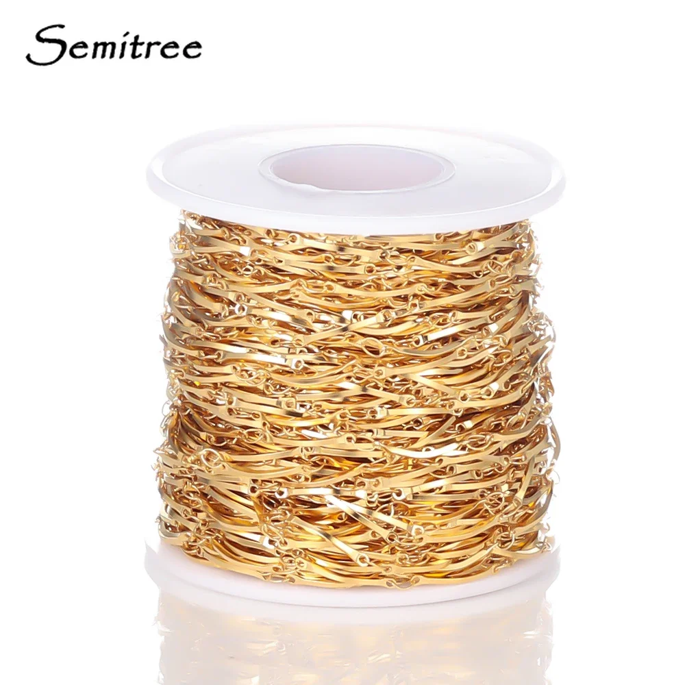 1 미터 18k 스테인레스 스틸 구부러진 스틱 체인 팔찌 DIY 쥬얼리 목걸이 만들기 수제 공예 액세서리 바디 체인