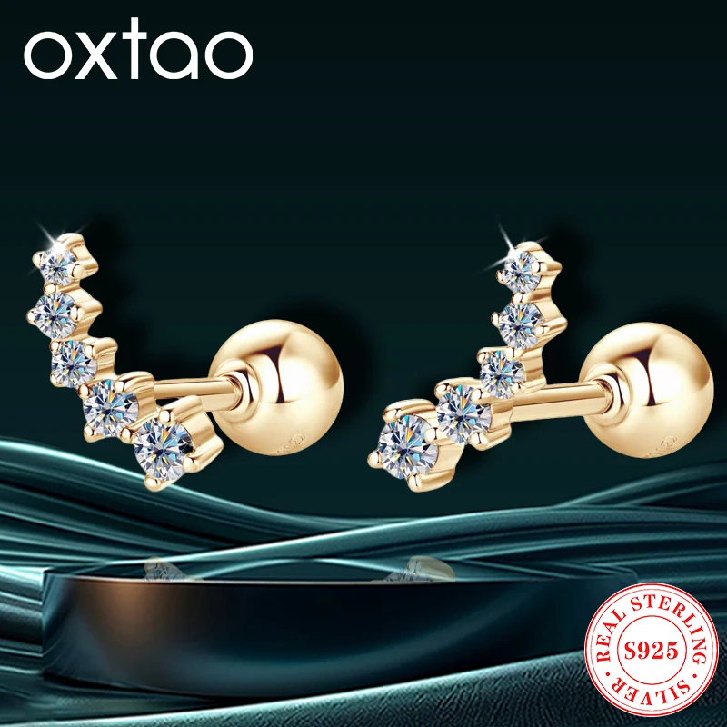 

OXTAO 100% 10K Yellow Gold Moissanite Stud Earrings for Women Temperament Piercing Earrings Fine Wedding Jewelry With Certified