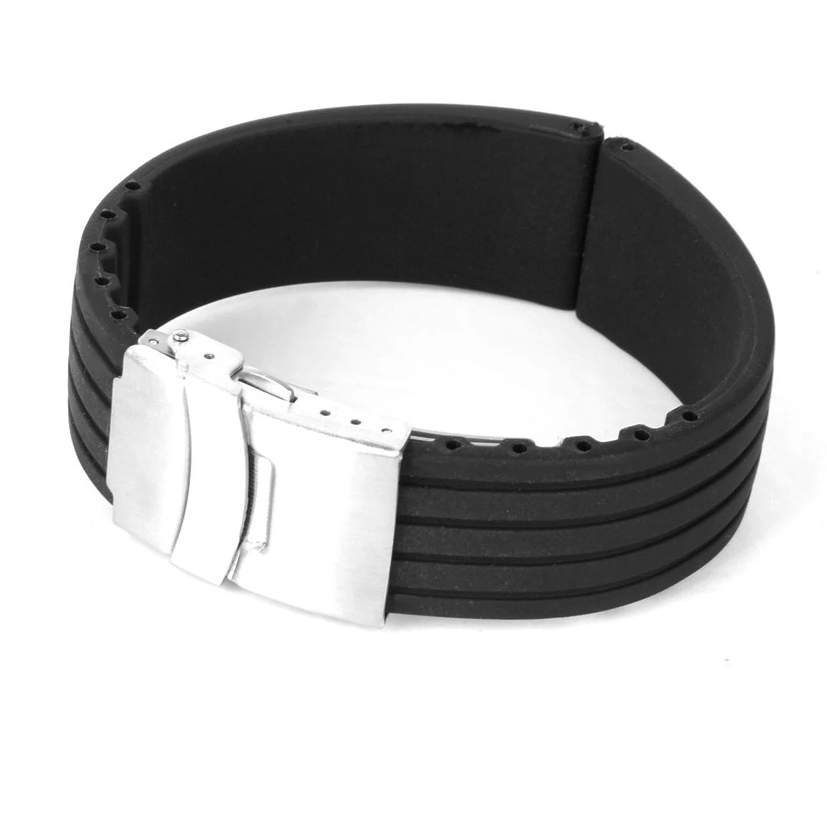 

24 Mm Waterproof Watch Band Buckle Watches for Men Sillicon Replacement Crawl
