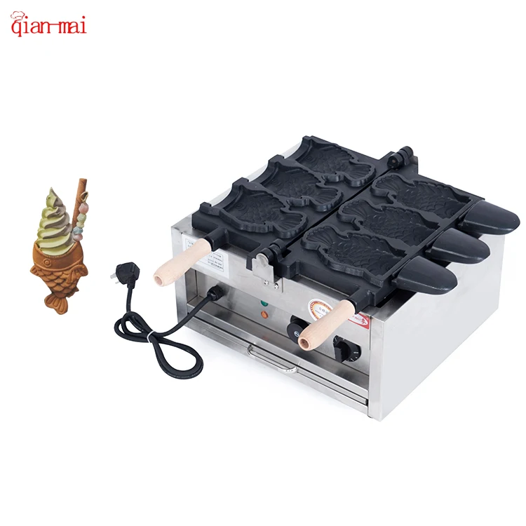 Taiyaki Open Mouth Fish Shape Mini Waffle Maker Electric Commercial Bubble Waffle Snack Machine Taiyaki Waffle Machine