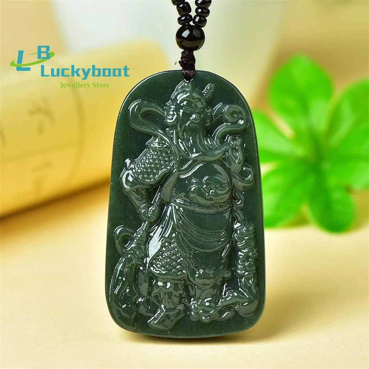 Natural Hetian Qingyu Broadsword Guan Gong Pendant Simple and Personalized Fashion Versatile for Men and Women