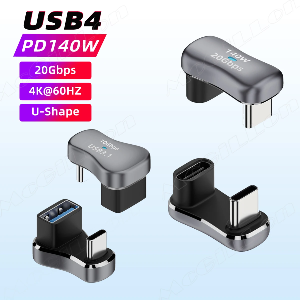 

U Shape USB Type C Adapter 140W Fast Charging Adaptador Otg Data Transfer USB C Connector For Phone Ipad Tablet Cabo Usb Tipo C