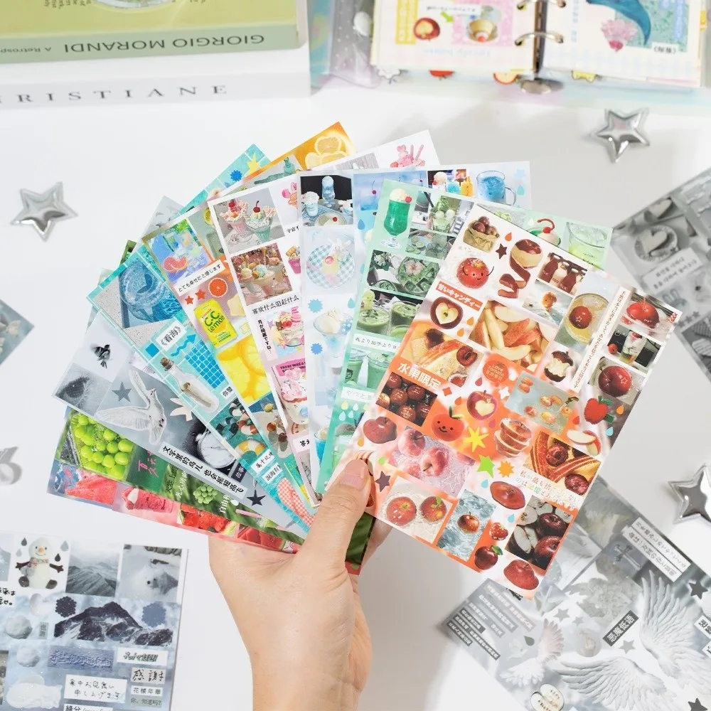 Cute Die-cut 3D Sticker Book Cartoon Style Cut Film Coil DIY Scrapbook Stickers Wind-Cut Film Collage Material Die-cut Stickers