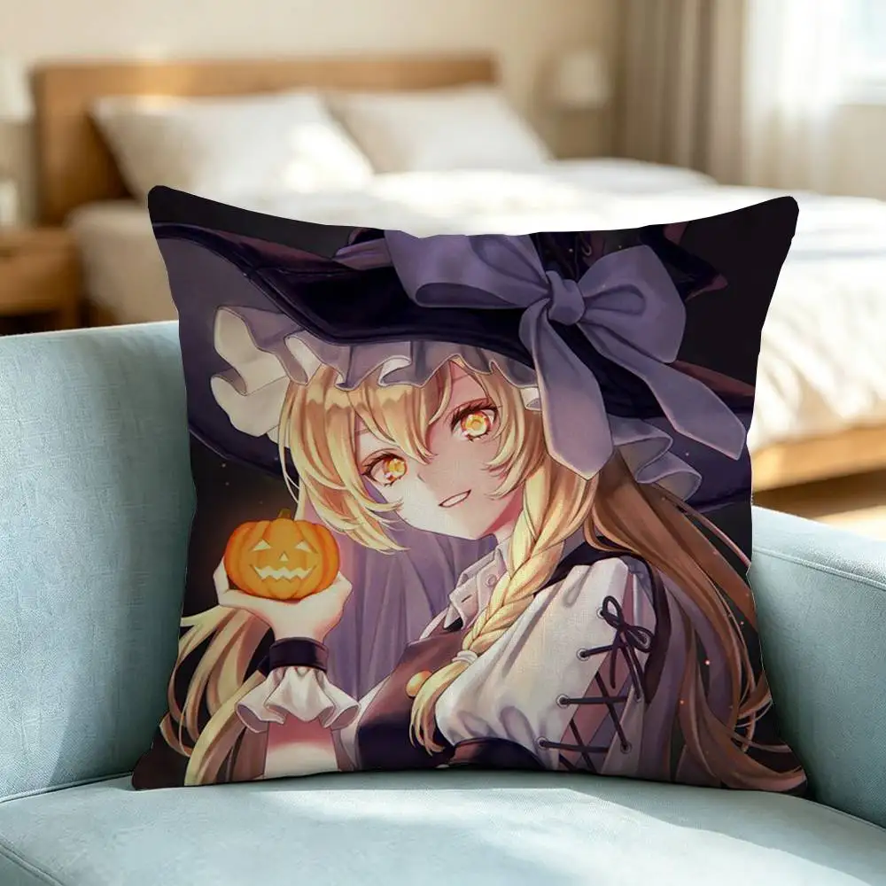 Touhou Project Marisa-Kirisame Pillow Case Square Double-Sided Sofa Cushion Cover Bedroom Bedside Pillow Gift