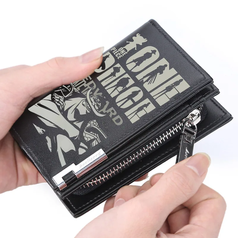 Cartoon One Piece Roronoa Zoro Zipper Pu Wallet Edward Newgate Sabo Coin Purse Half-Fold Short Card Holder Holiday Gift Toys