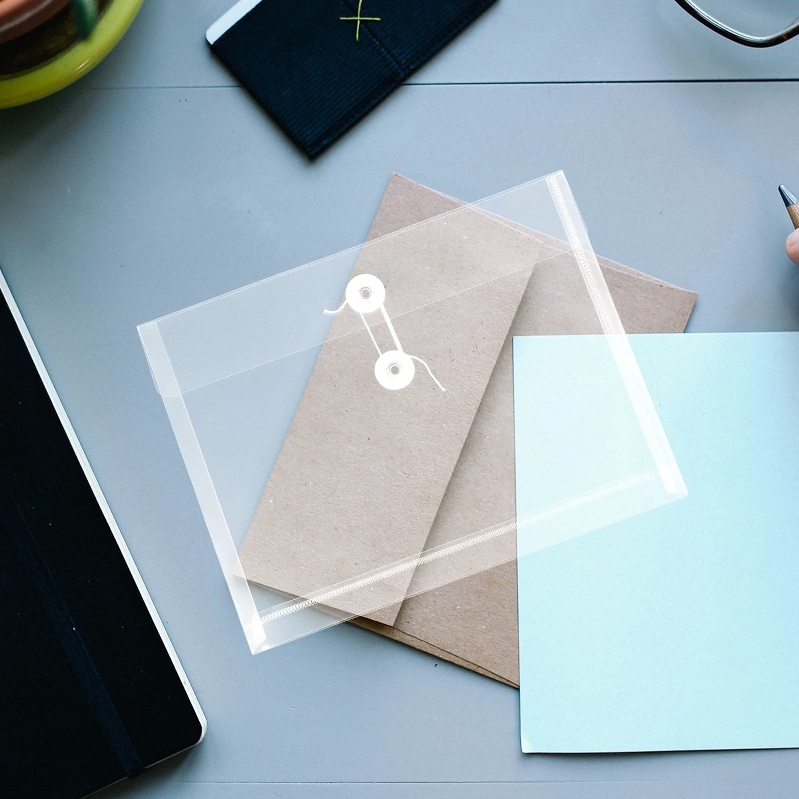 

12 шт., прозрачные папки для документов, сумки для файлов, веревочная упаковка, застежка на кнопку, большая емкость, органайзер для файлов, хранение документов, офис