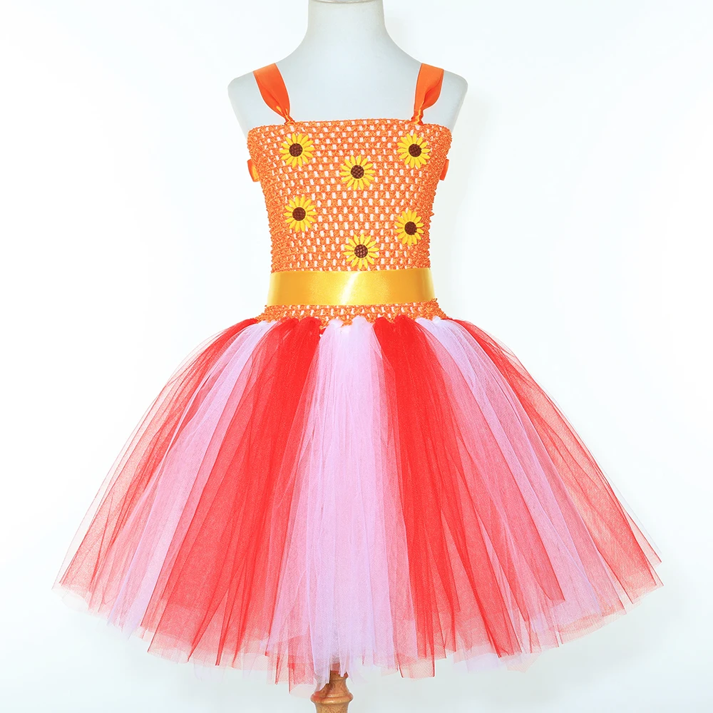 Princess Dress Garden Upsy Daisy Doll Costume for Girls Fancy Tulle Tutu Dress Toddler Kids Halloween Carnival Party Performance