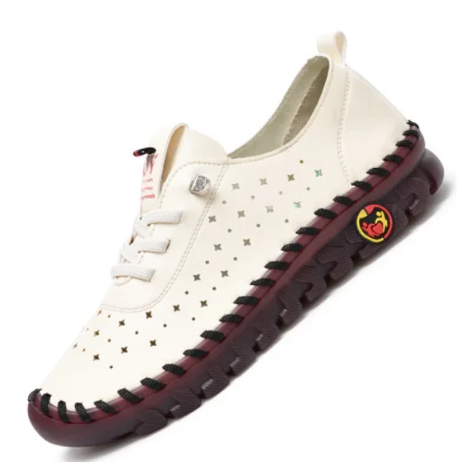 New Unique Oxford Shoes 43 44 Women's Split Leather Loafers Woman Orthopedic Moccasins Mother Designer Laced Daily Walking Flats