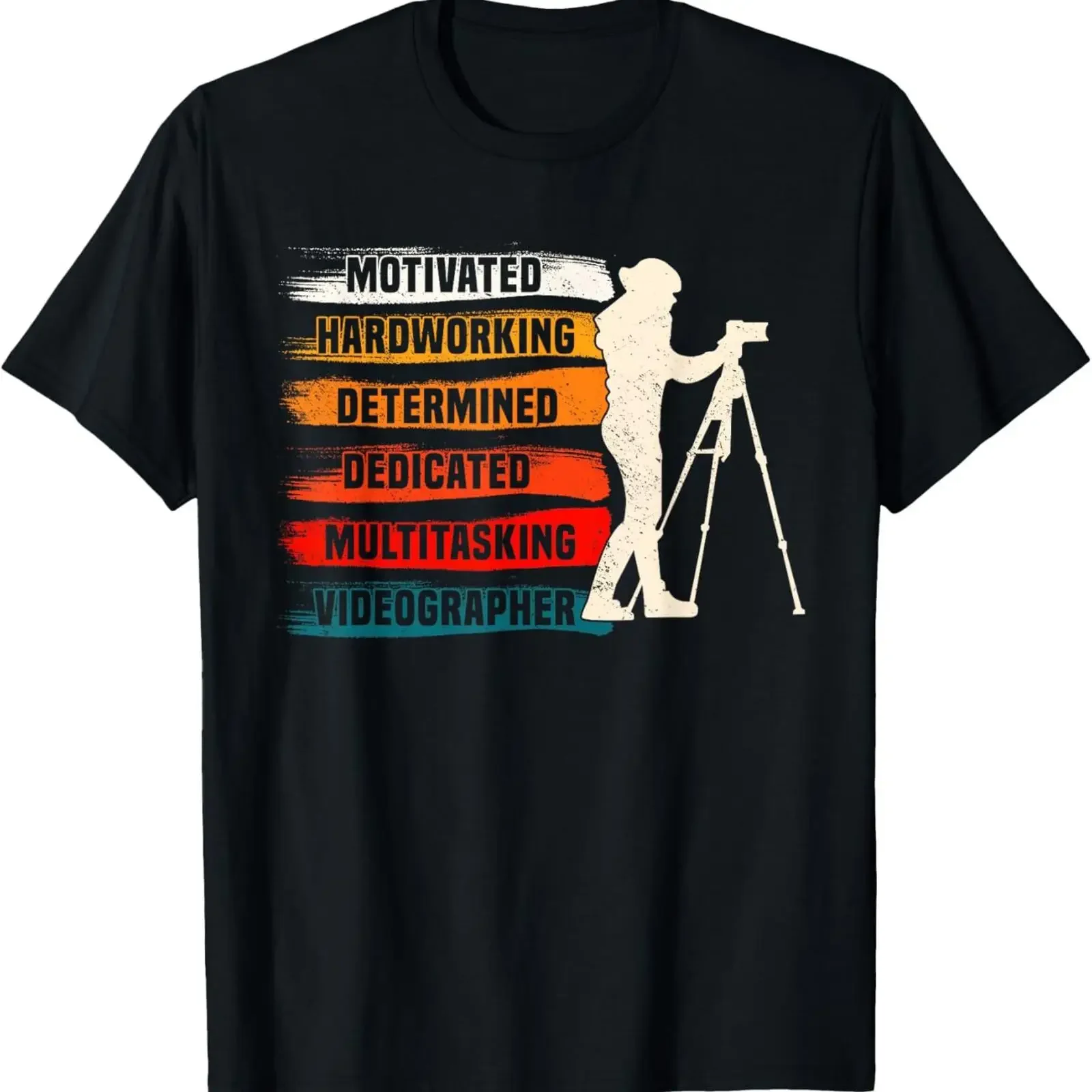 Motivated Videographer Camera Movie Film Cinematographer T Shirt  vintage Washed Stretched graphic homme fashion Slightly