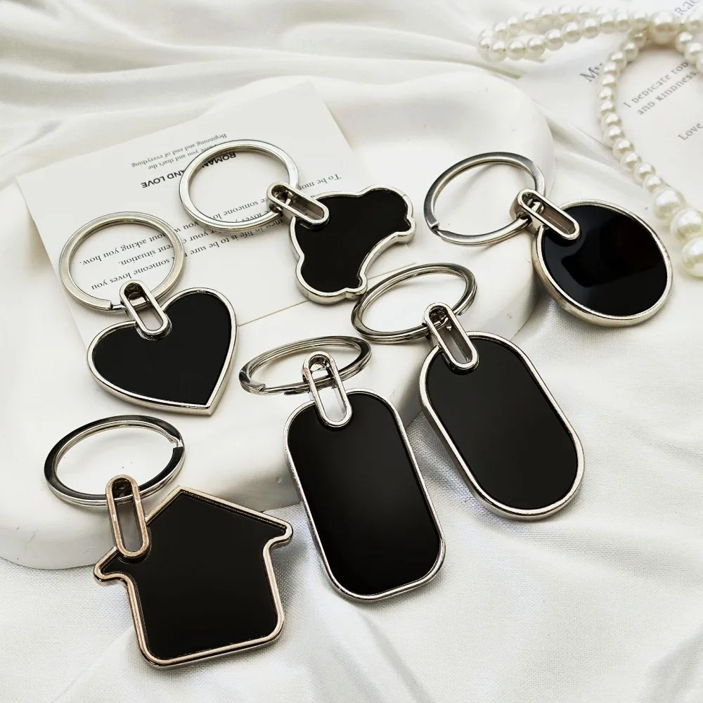 

Stainless Steel Metal Keychain With Laser Name Music Printing Gift Pendant For Car Key Ring Cute Unisex Style Personalized