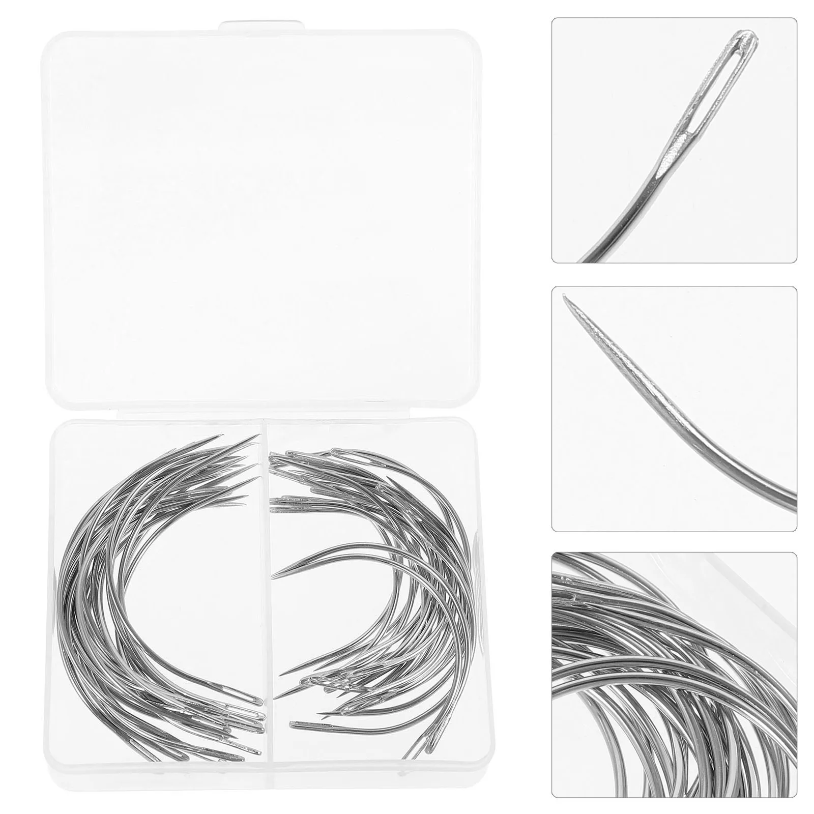 

40pcs Curved Needle Set 2 Sizes 2.5/3.5 Inch Sewing Needles For Weaving Embroidery Repair Craft Projects C Type Big Eye