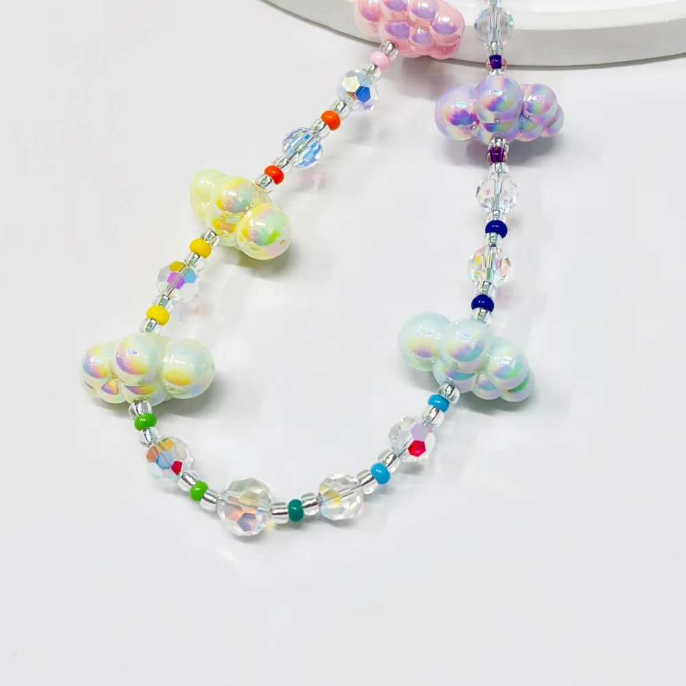HERLOOK Handmade Colorful Cloud Beaded Phone Strap Sweet Iridescent Cloud Bead Phone Charm Lanyard Cute Y2K Style view 6