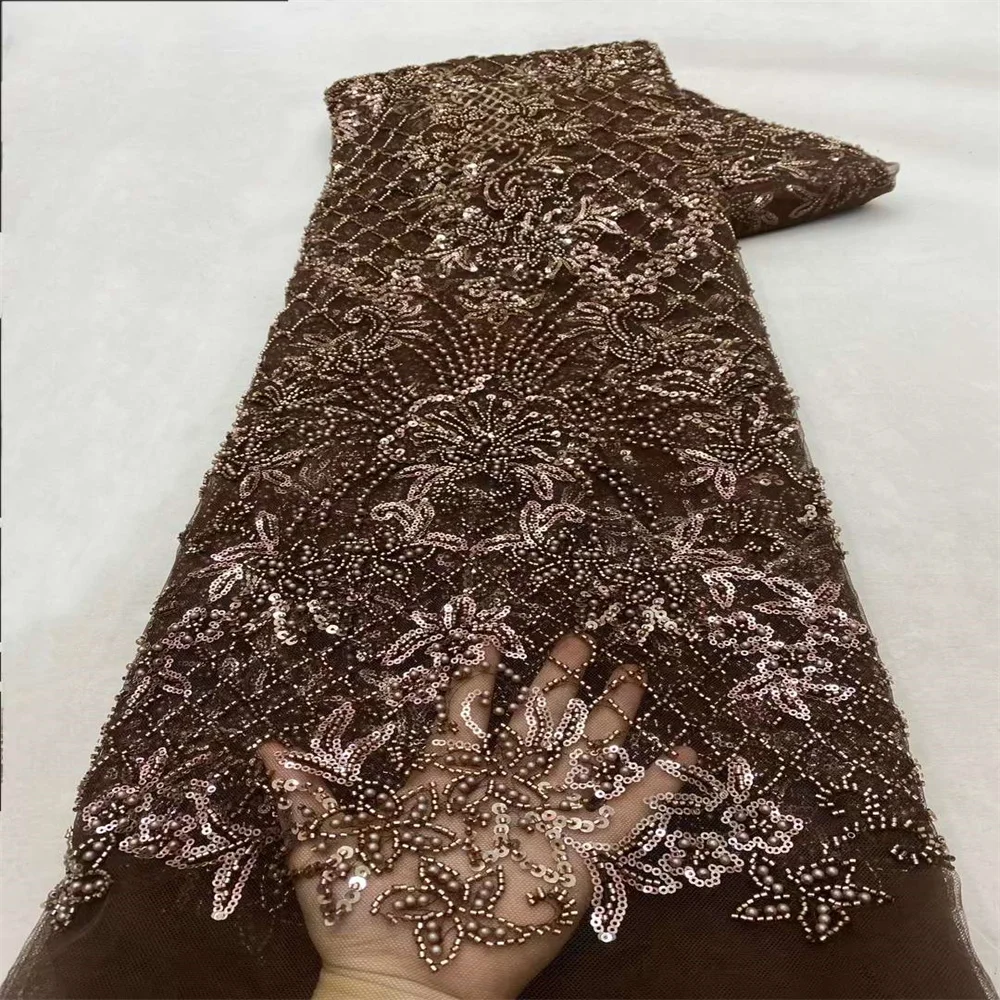 

Luxury African Sequins Tulle Lace Fabric 2024High Quality Embroidered French Net Mesh Lace Nigerian Lace For Party Dress