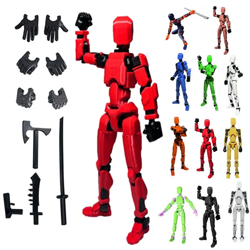 1Set Multi-Jointed Movable Robot Toy Models 3D Printed Mannequin Simple Installation DIY Robot Action Figure Desktop Decoration