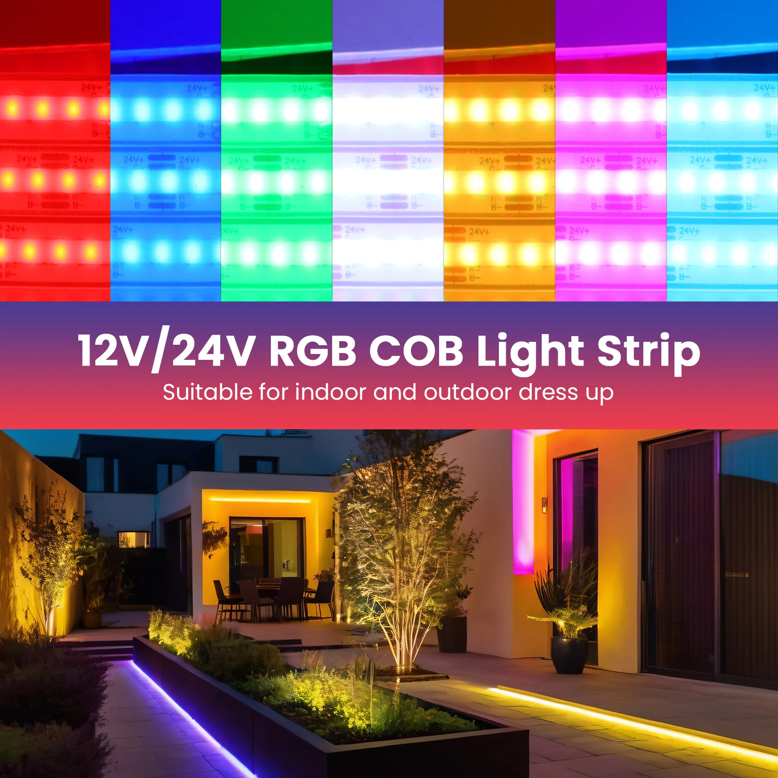 IP68 Waterproof RGB COB LED Strip 12V 24V Flexible LED Tape Ribbon High Bright 576LEDs/M Density Linear Lighting for Backlight