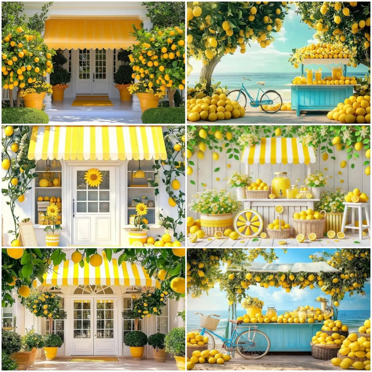 

Fruits Stalls Lemon Oranges Theme Summer Party Decoration Backdrop Lemonade Shop Banner Portrait Photography Background Supplies