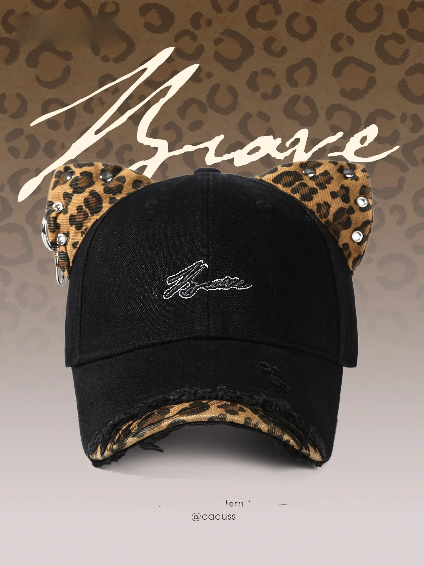 cacuss-gorra-de-beisbol-con-estampado-de-leopardo-orejas-gorras-de-calle-para-hombres-y-mujeres-cool-vintage-agujero-rasgado-algodon-primavera-otono-invierno