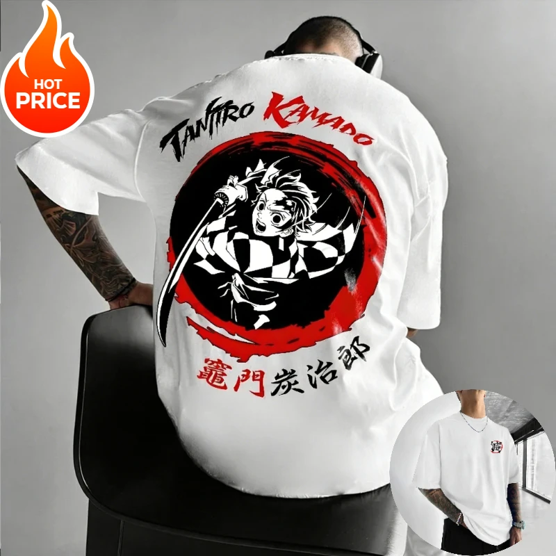 

Demon Slayer Kamado Tanjiro 2026 New Top Harajuku Men Summer Oversized T-Shirt Loose Women Streetwear Casual Short Sleeve Tee