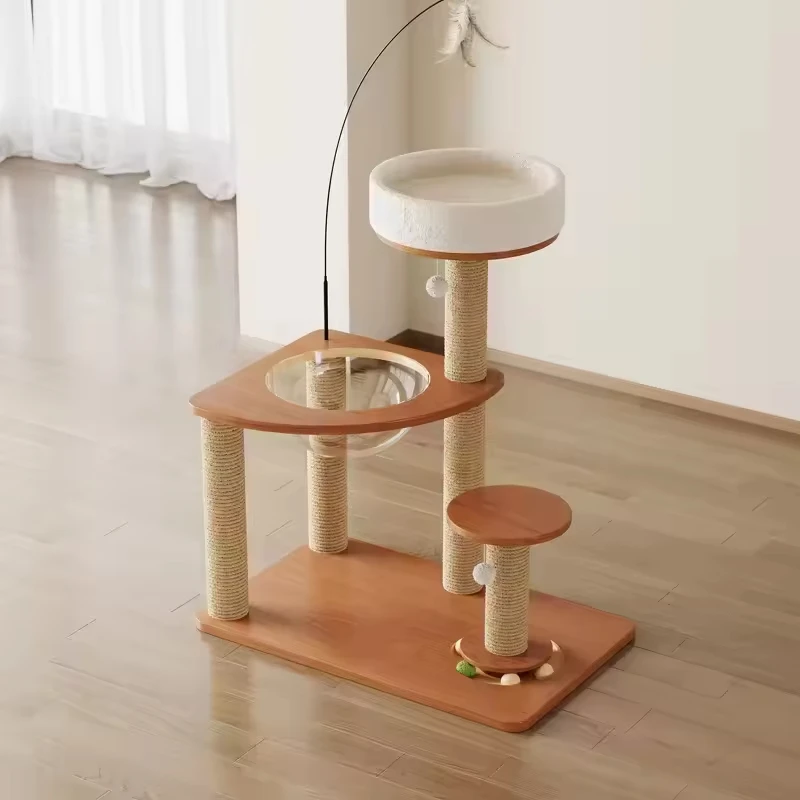 

Large Luxury Solid Wood Cat Climbing Frame Tree Cat Nest with Jumping Platform Sisal Scratching Post for Indoor