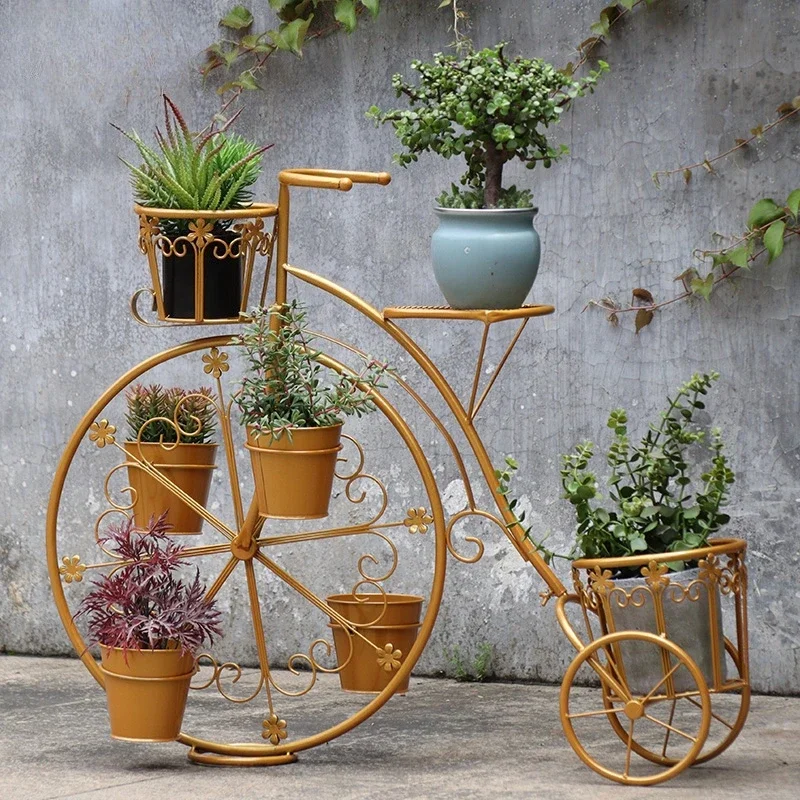 Distressed Succulent Pot,Iron Plant Stand, Vintage Bicycle Planter,  Creative Window Display Decor, Rustic Garden Accent