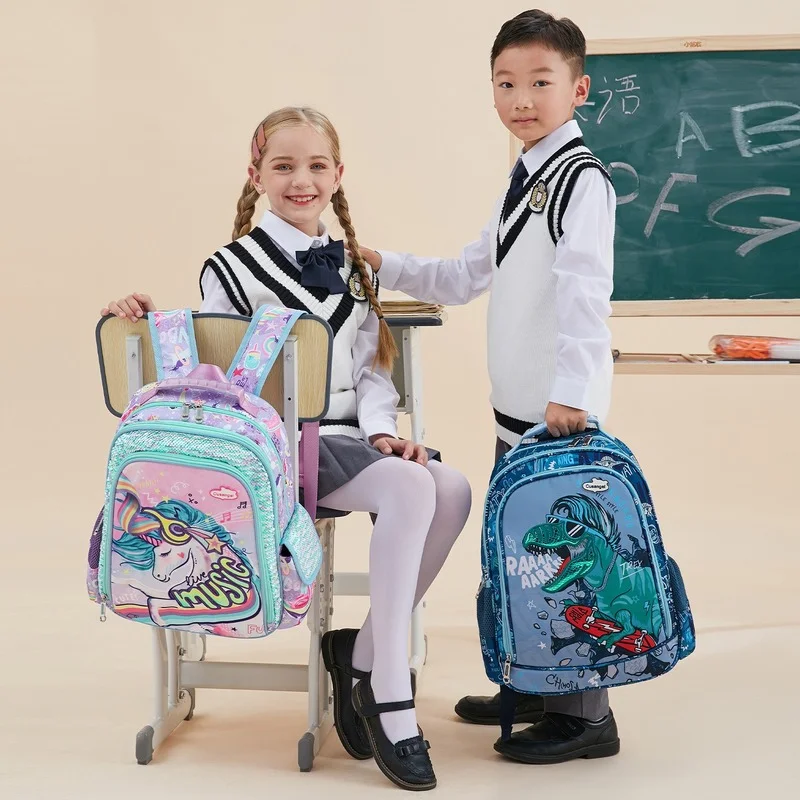 Mochilas escolares para niños y adolescentes, morral escolar con dibujo de dinosaurio, caja de almuerzo con estuche para lápices