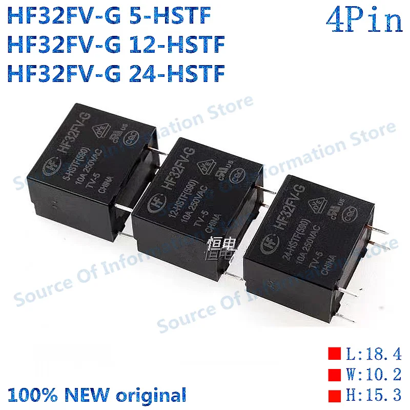 

10Pcs, HF32FV-G 12-HSTF, DC5V, 5V, 12V, 24V, Relay, 4Pin, 10A, HF32FV-G-24, 100% New