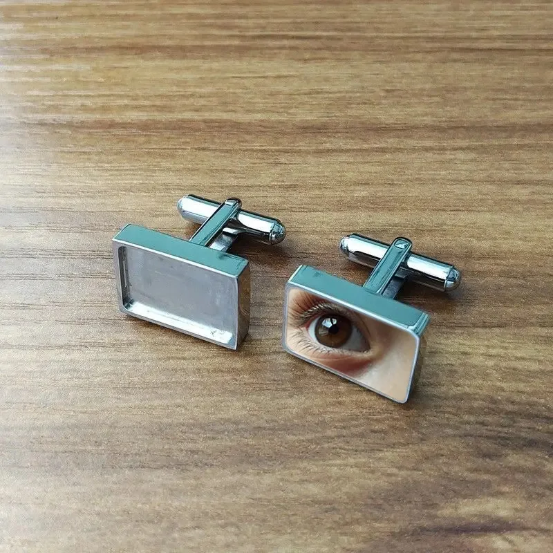 

Men's high-end cufflinks support metal stainless steel rectangular empty support French shirt button jewelry