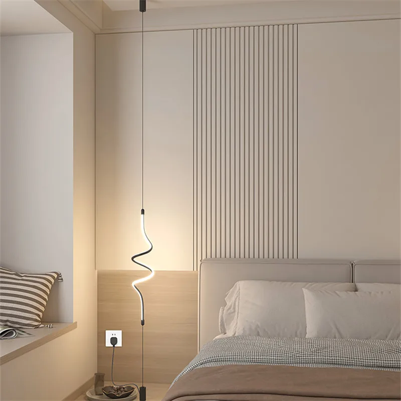 Minimalist rgb hanging floor lamp Black Led replica design lamp Decoration Home Lighting for Living room Bedroom bedside lamp