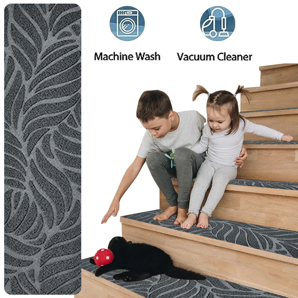 

Living Room Stairs Steps Tread Mats Self-Adhesive Anti-Slip Step Pad 76x20cm Brushed Embossed Carpet Nordic Stair Treads Carpets