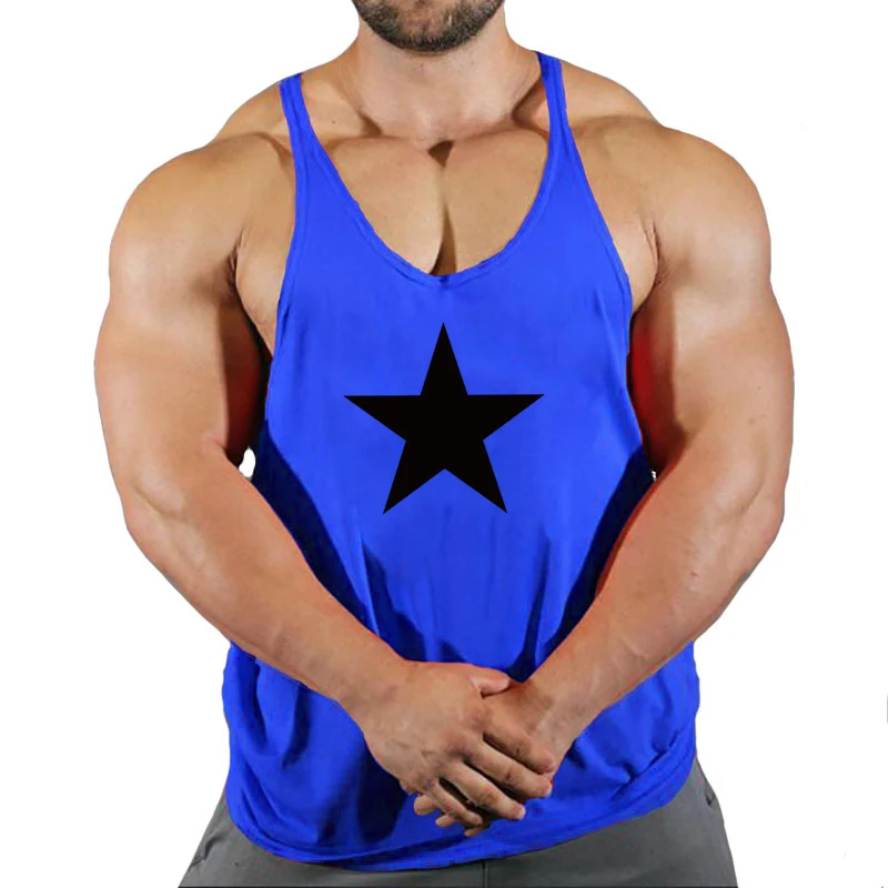 Muscle summer personalized creative star print pattern sleeveless breathable men's fitness hip-hop casual comfortable vest