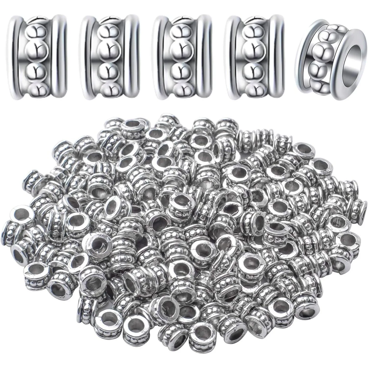 

200 шт. серебряные бусины-разделители из европейского сплава, разделители-рондели, трубчатые бусины, ювелирные изделия, подвески-разделители для изготовления браслетов «сделай сам», ювелирных изделий
