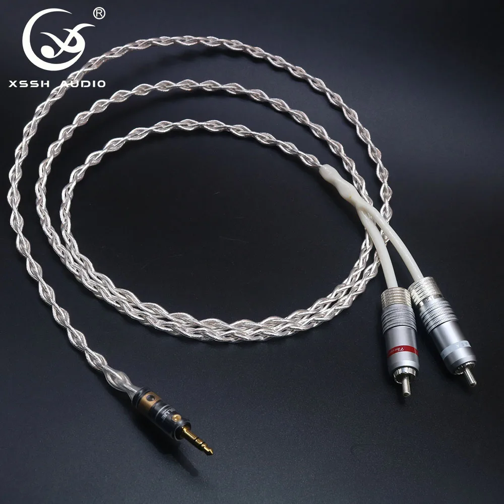 Signal Lines DIY 2 RCA to 3.5mm Stereo Plug Hi-end HIFI OFC Pure Copper Headphone Earphone Extension Audio Wire Cord Aux Cable