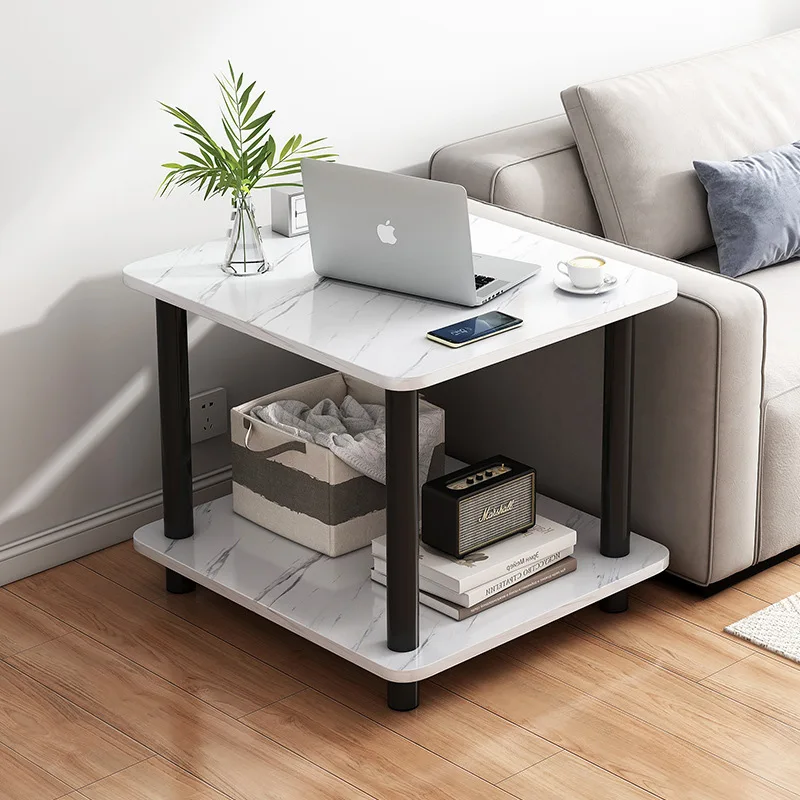 

living room, modern simple double-layer, small coffee table small apartment, sofa side side cabinet, bedside small table