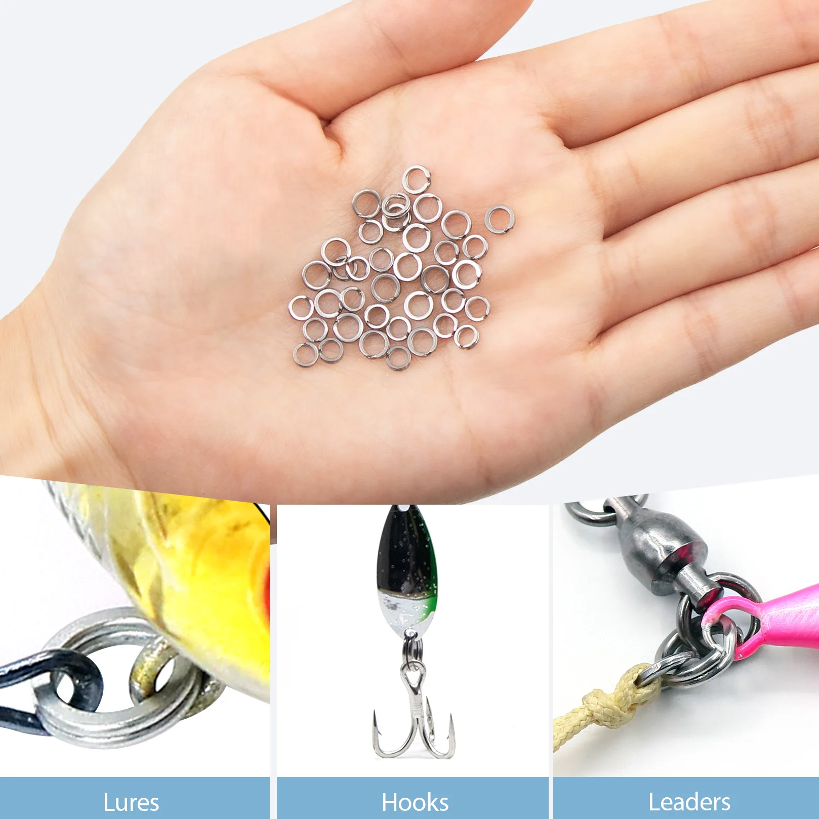 9KM Fishing Split Rings with Plier Kit 260-280pcs Fishing Ring Lure Connector Stainless Steel Split Ring Saltwater Freshwater - view 5