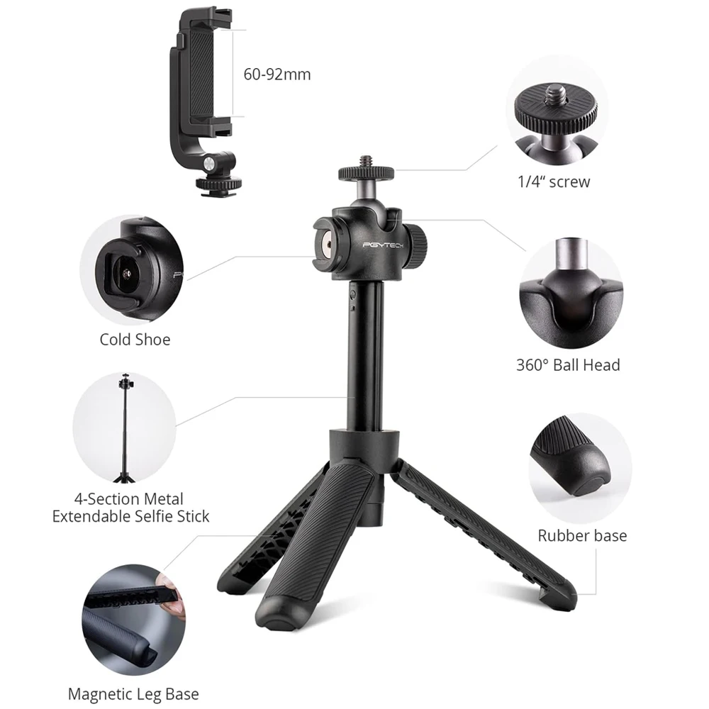 PGYTECH Mini Tripod for Camera Small Desk Tripod Portable Vlogging Tripod Extension Pole Selfie Stick for SLR DSLR Camera