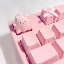 MiFuny Ghost Cat Kecap Resin Gradient Pink Cute Keyboard Caps Customized Keycaps for Mechanical Keyboard Accessories Girls Gift