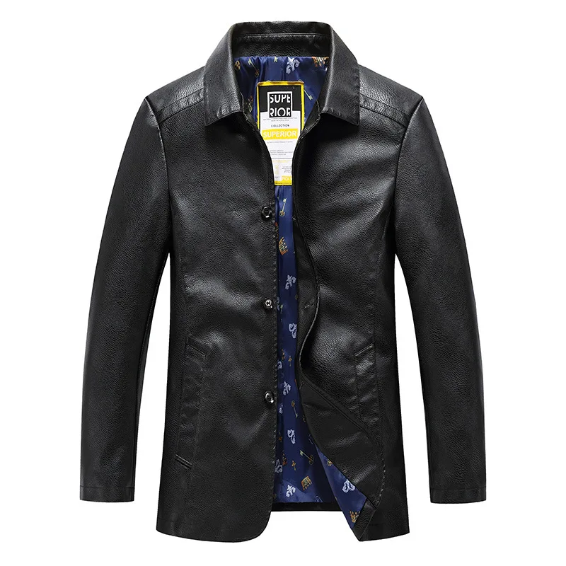 Spring Autumn Soft Good Quality Leather Jacket Brand Men Leather Jackets Winter Warm Fur Lined Overcoat Man Coat MY257