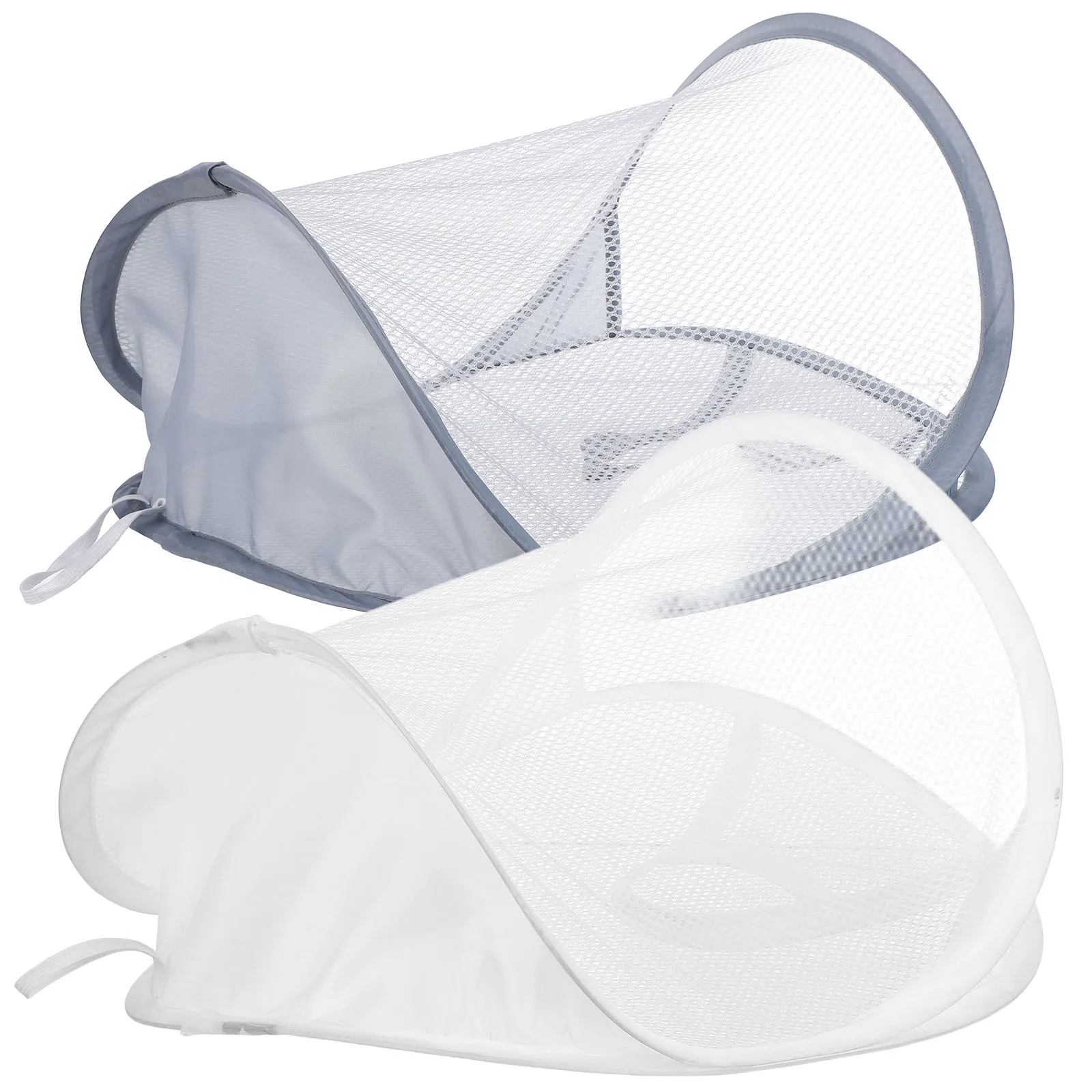 

2pcs Hanging Laundry Basket Foldable Mesh Hamper Wall Mounted For Door Bathroom Dorm Collapsible Clothes Storage Organizer