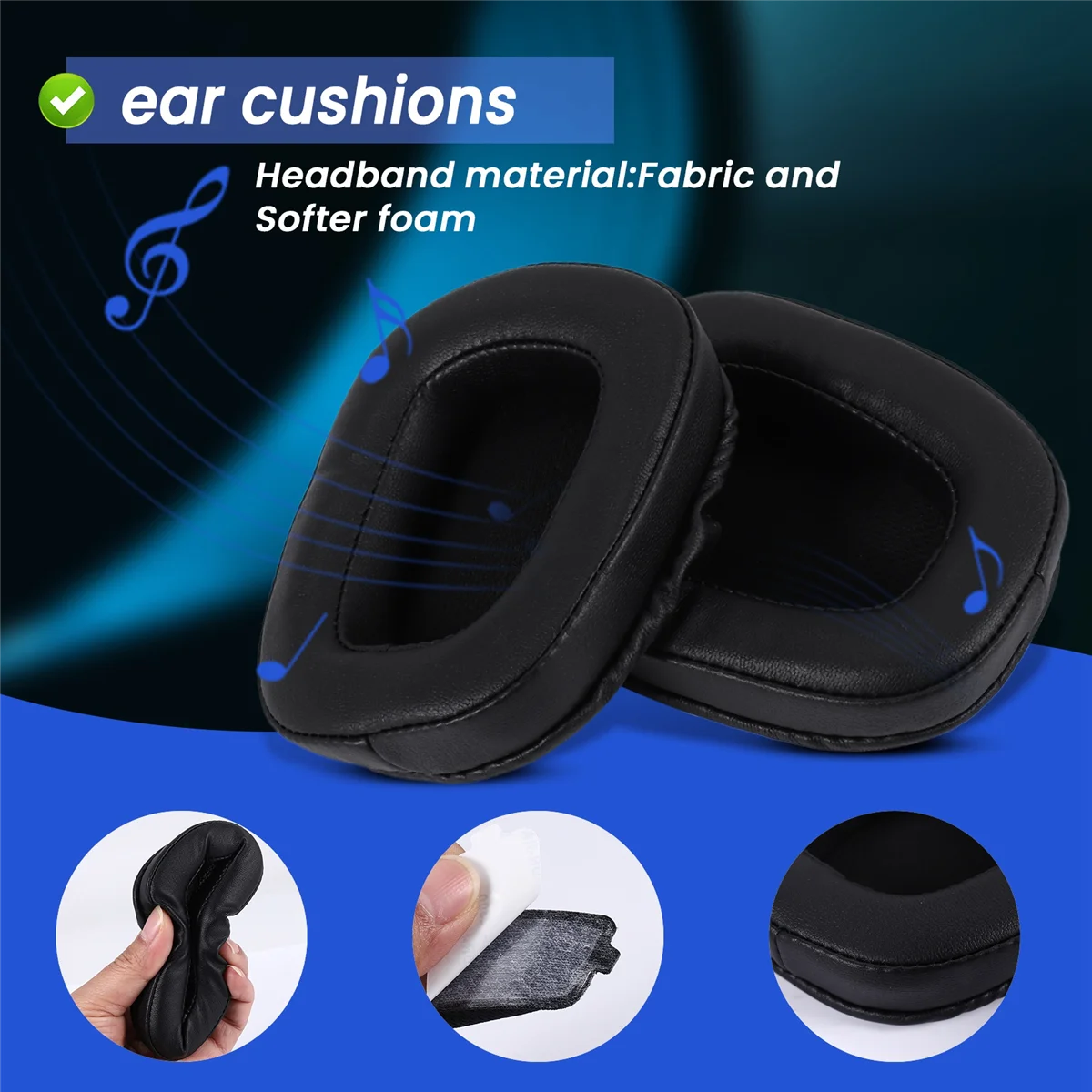 1Pair Foam Ear Pads Cushion Leather Earpad for Logitech G933 G935 G633 / G 933 G 935 G 633 Artemis Headphones B20