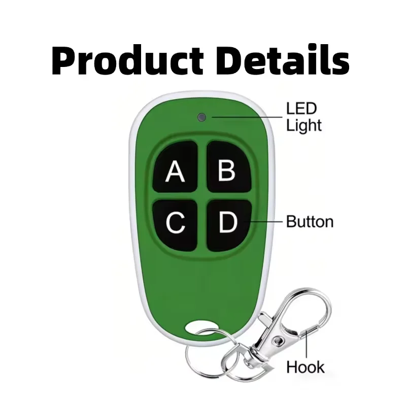 Garage Door Remote Control 433MHz 4 Keys Copy Universal Remote Control Cloning Electric Gate Remote Controller Duplicator Key