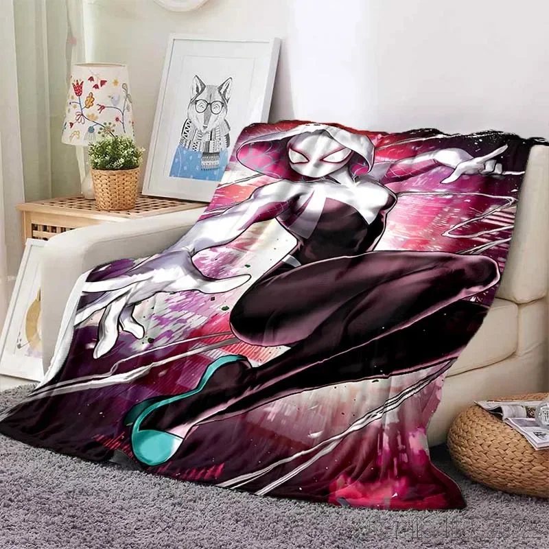 Cartoon Marvell Spider Gwen Printed Blanket for Home Travel Soft and Comfortable Blanket for Adults and Children Warm Blanket