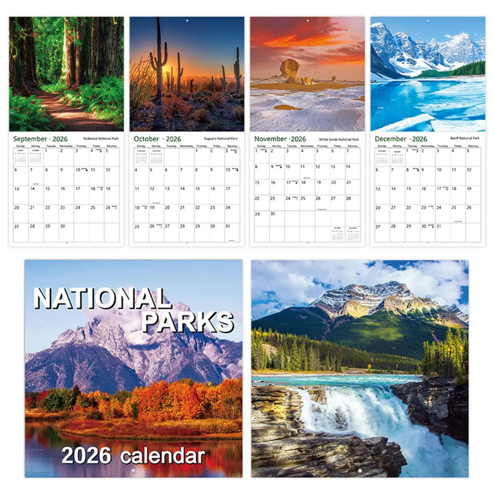 2026 ปฏิทินผนังอุทยานแห่งชาติ 2026 ปฏิทินรายเดือนรายปี Planner พร้อมบล็อกปกครอง Jan-Dec กระดาษหนาตกแต่งบ้านสําหรับ