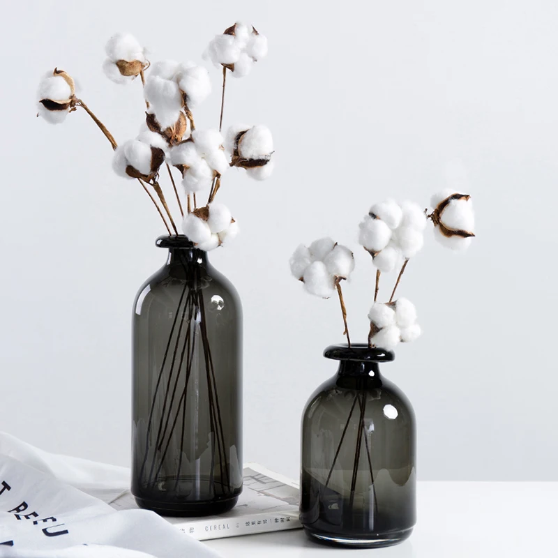 Nordic Glass Vase Black Flower Vases Home Decoration Accessories Living Room Decor Vase Decoration Household Transparent Vases