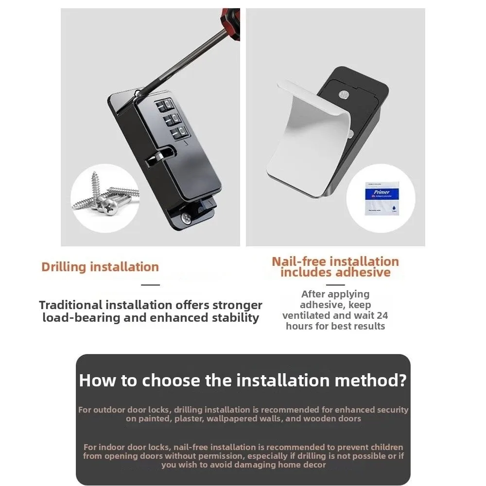 Combination Lock Chain Window Restrictor Lock No Drilling Adjustable Password Child Safety Lock Anti-Open Durable Door Lock